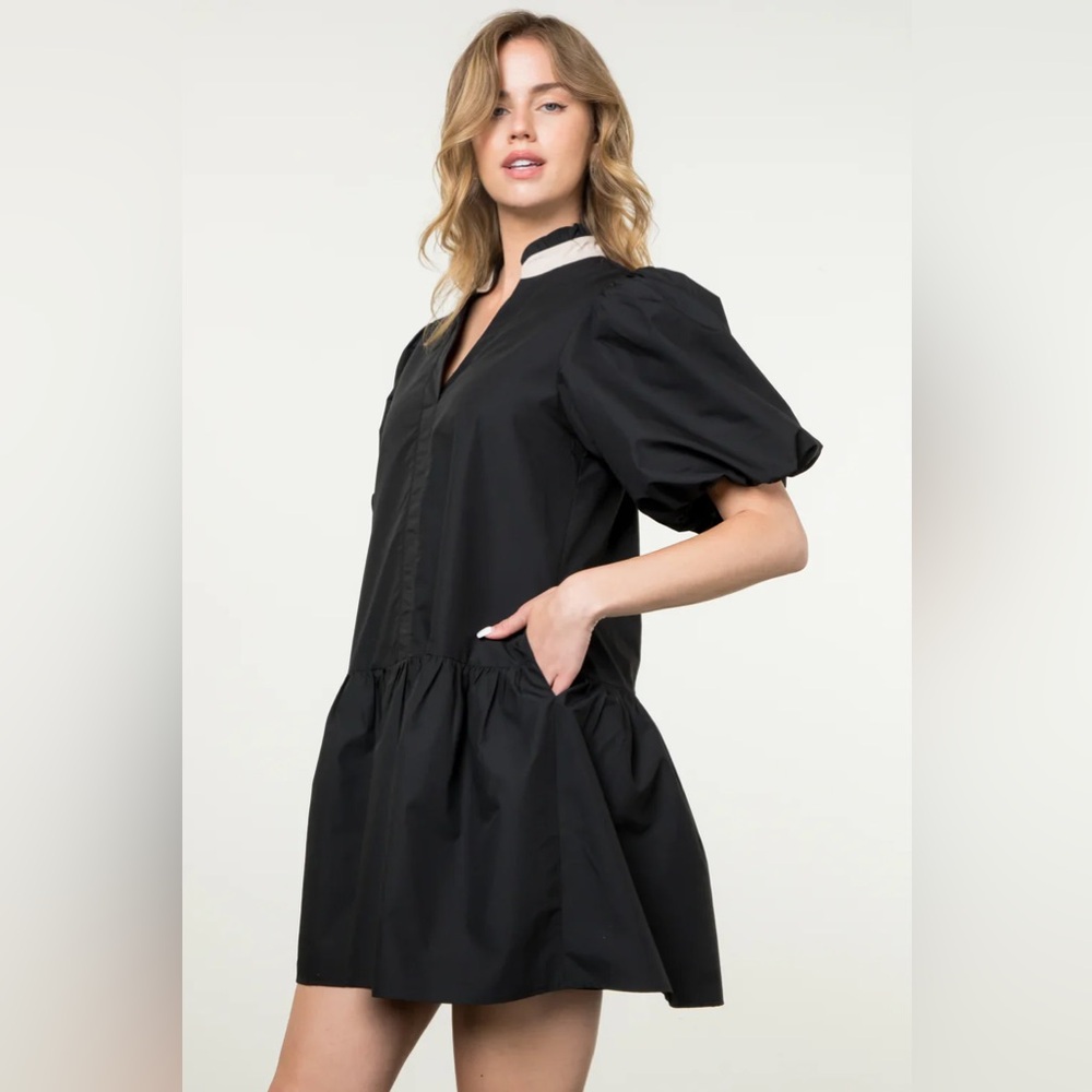 NWT THML Hint of Fun Black Mini Dress | S - Picture 3 of 6